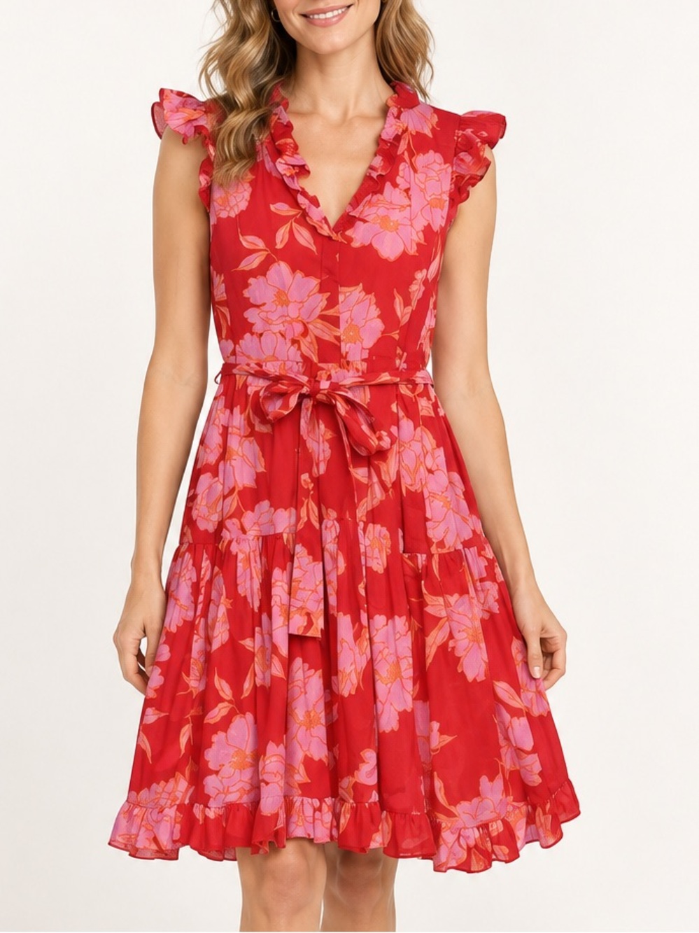 Olivaceous Cotton Floral Midi Dress Sz. S
